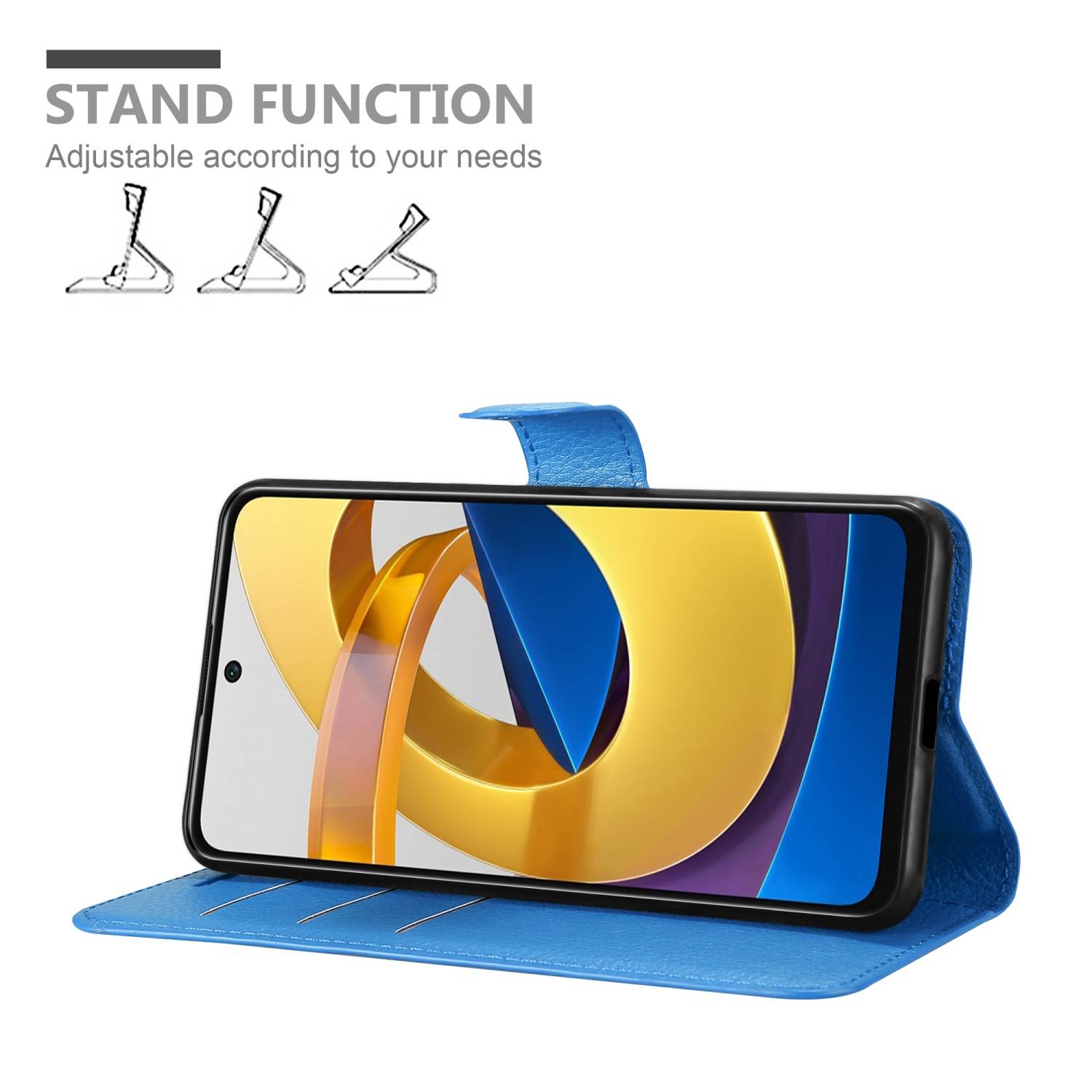 Cadorabo Hülle für Xiaomi POCO M4 PRO 5G Schutz Hülle in Blau Handyhülle Etui Case Cover Magnetverschluss