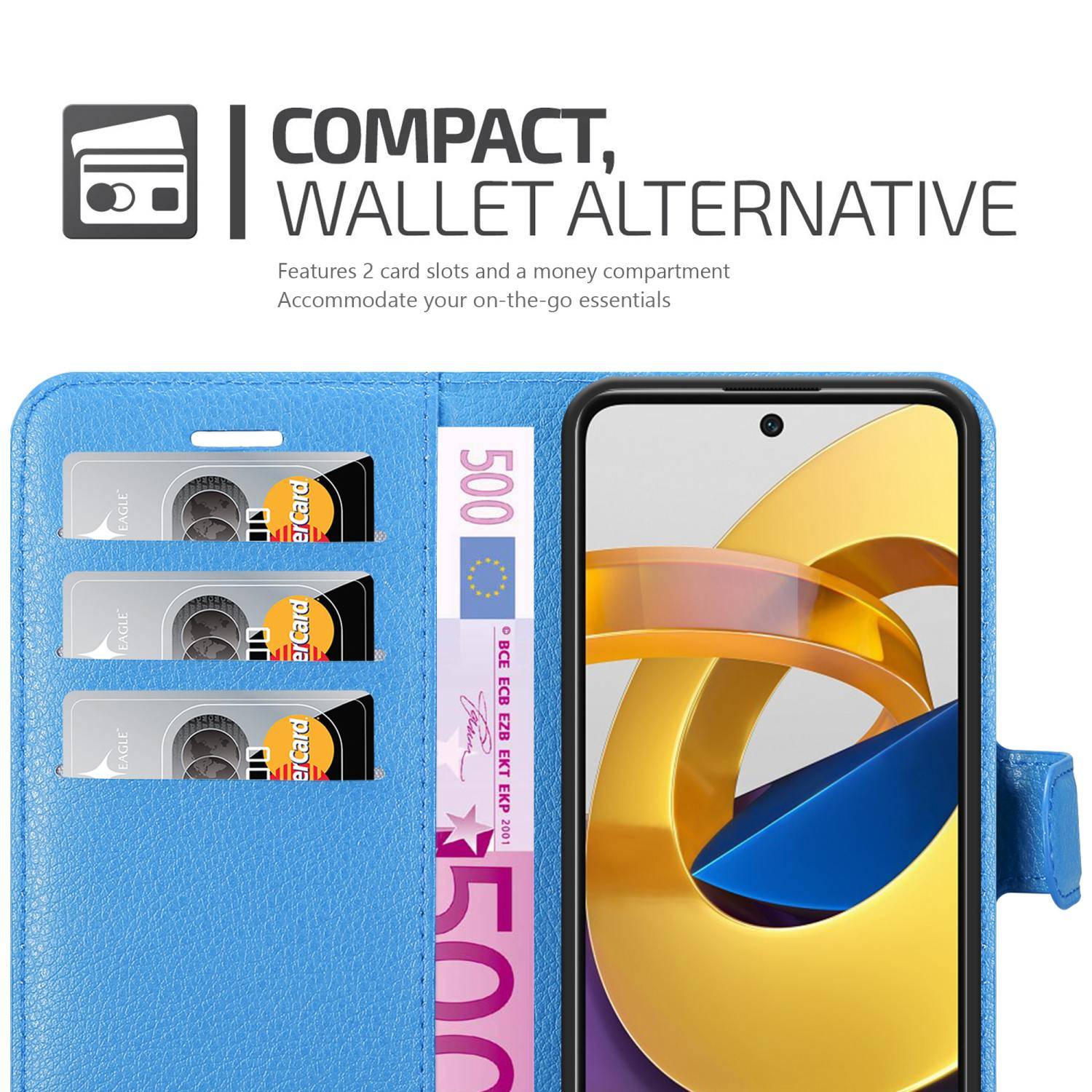 Cadorabo Hülle für Xiaomi POCO M4 PRO 5G Schutz Hülle in Blau Handyhülle Etui Case Cover Magnetverschluss