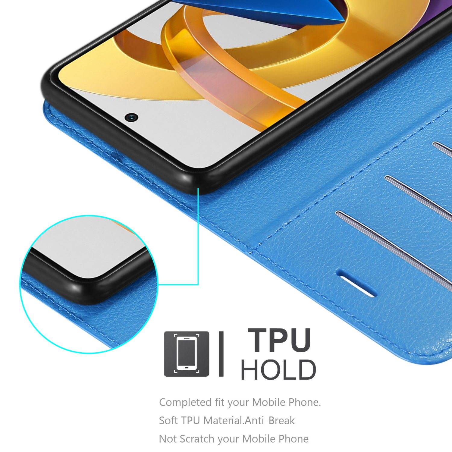 Cadorabo Hülle für Xiaomi POCO M4 PRO 5G Schutz Hülle in Blau Handyhülle Etui Case Cover Magnetverschluss