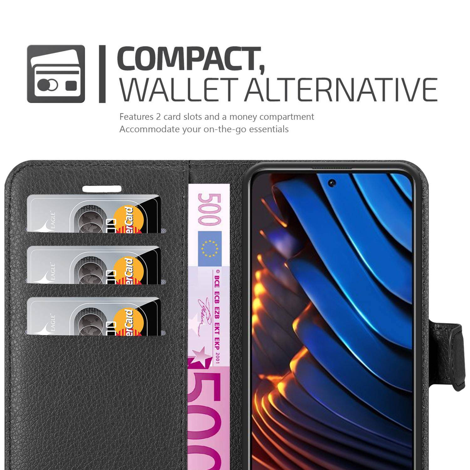 Cadorabo Hülle für Xiaomi POCO X3 GT Schutz Hülle in Schwarz Handyhülle Etui Case Cover Magnetverschluss