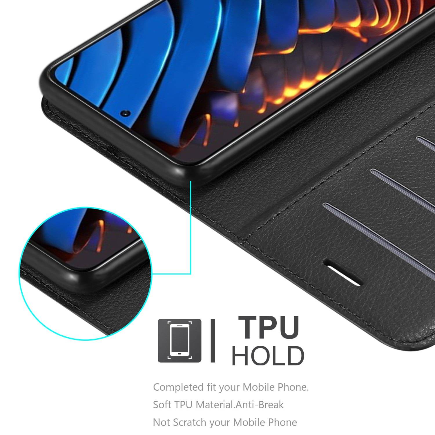 Cadorabo Hülle für Xiaomi POCO X3 GT Schutz Hülle in Schwarz Handyhülle Etui Case Cover Magnetverschluss