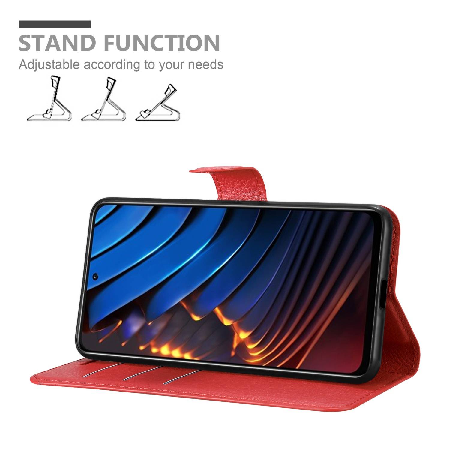 Cadorabo Hülle für Xiaomi POCO X3 GT Schutz Hülle in Rot Handyhülle Etui Case Cover Magnetverschluss