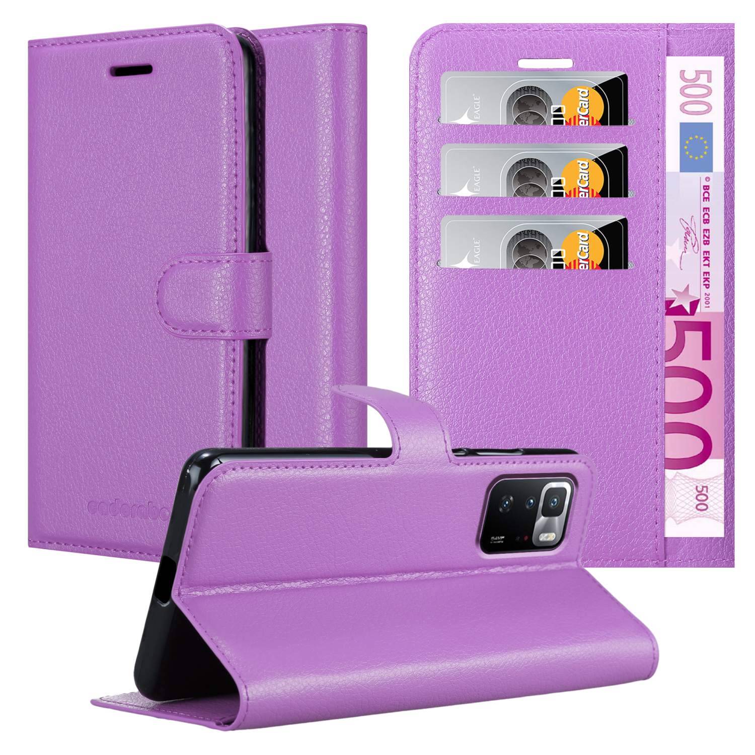 Cadorabo Hülle für Xiaomi POCO X3 GT Schutz Hülle in Lila Handyhülle Etui Case Cover Magnetverschluss