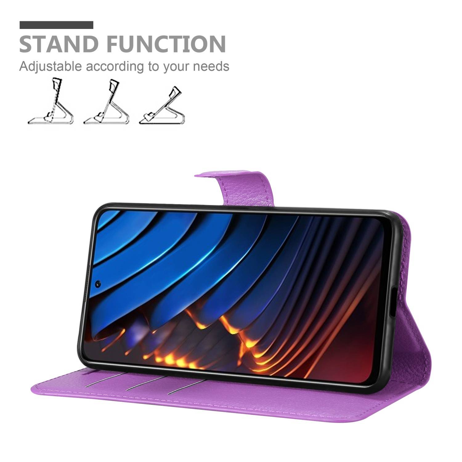 Cadorabo Hülle für Xiaomi POCO X3 GT Schutz Hülle in Lila Handyhülle Etui Case Cover Magnetverschluss