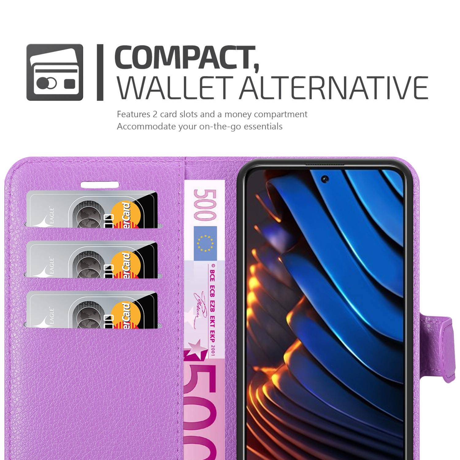 Cadorabo Hülle für Xiaomi POCO X3 GT Schutz Hülle in Lila Handyhülle Etui Case Cover Magnetverschluss