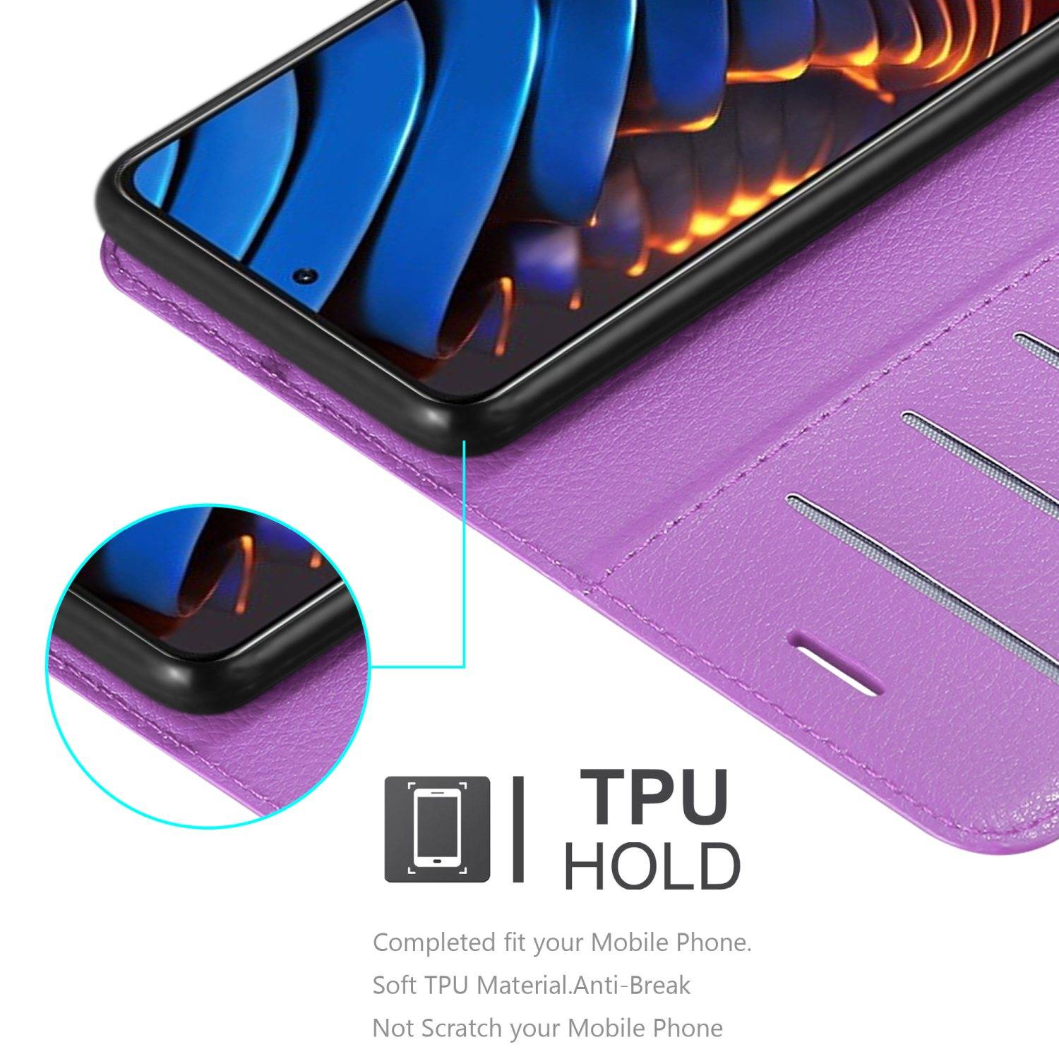 Cadorabo Hülle für Xiaomi POCO X3 GT Schutz Hülle in Lila Handyhülle Etui Case Cover Magnetverschluss