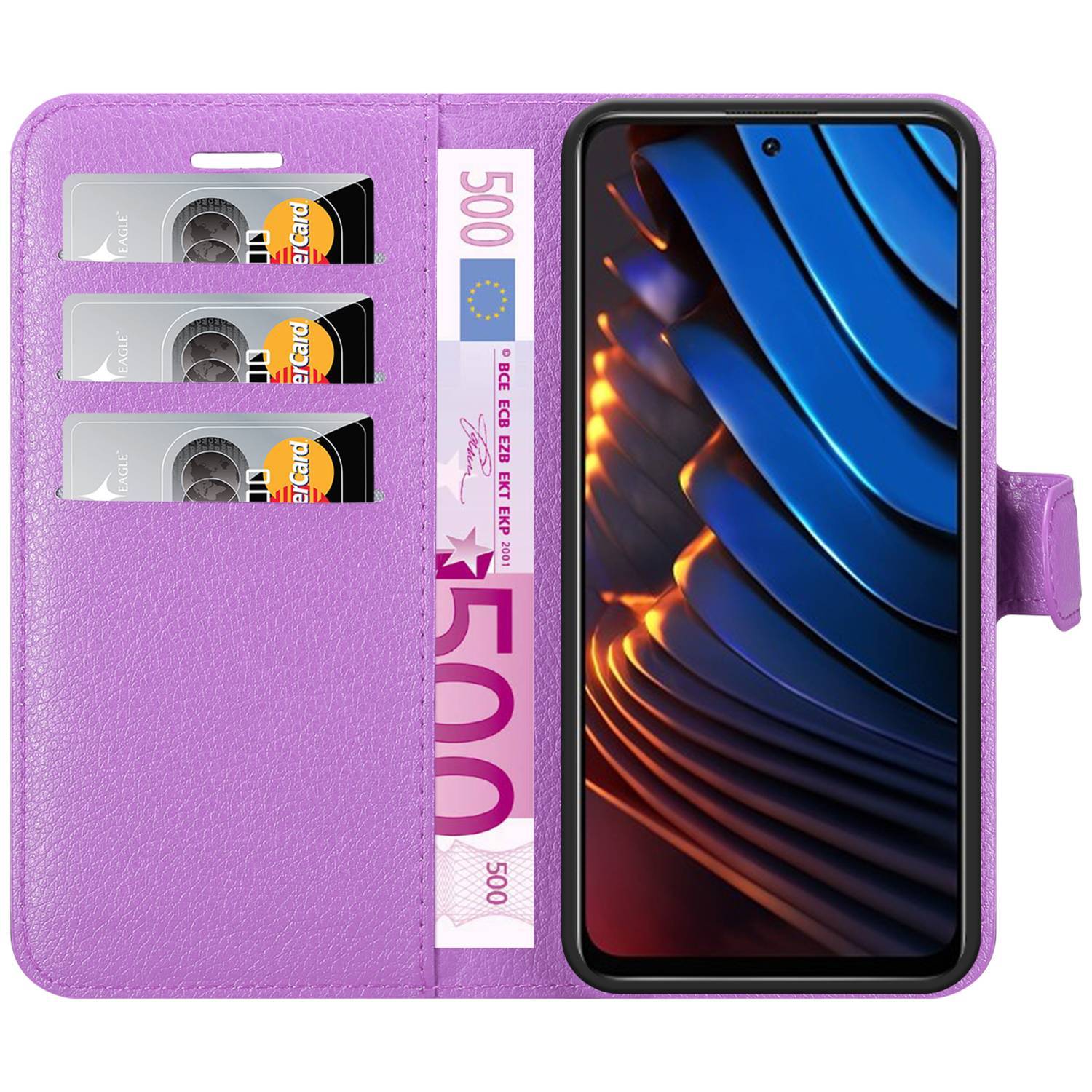 Cadorabo Hülle für Xiaomi POCO X3 GT Schutz Hülle in Lila Handyhülle Etui Case Cover Magnetverschluss
