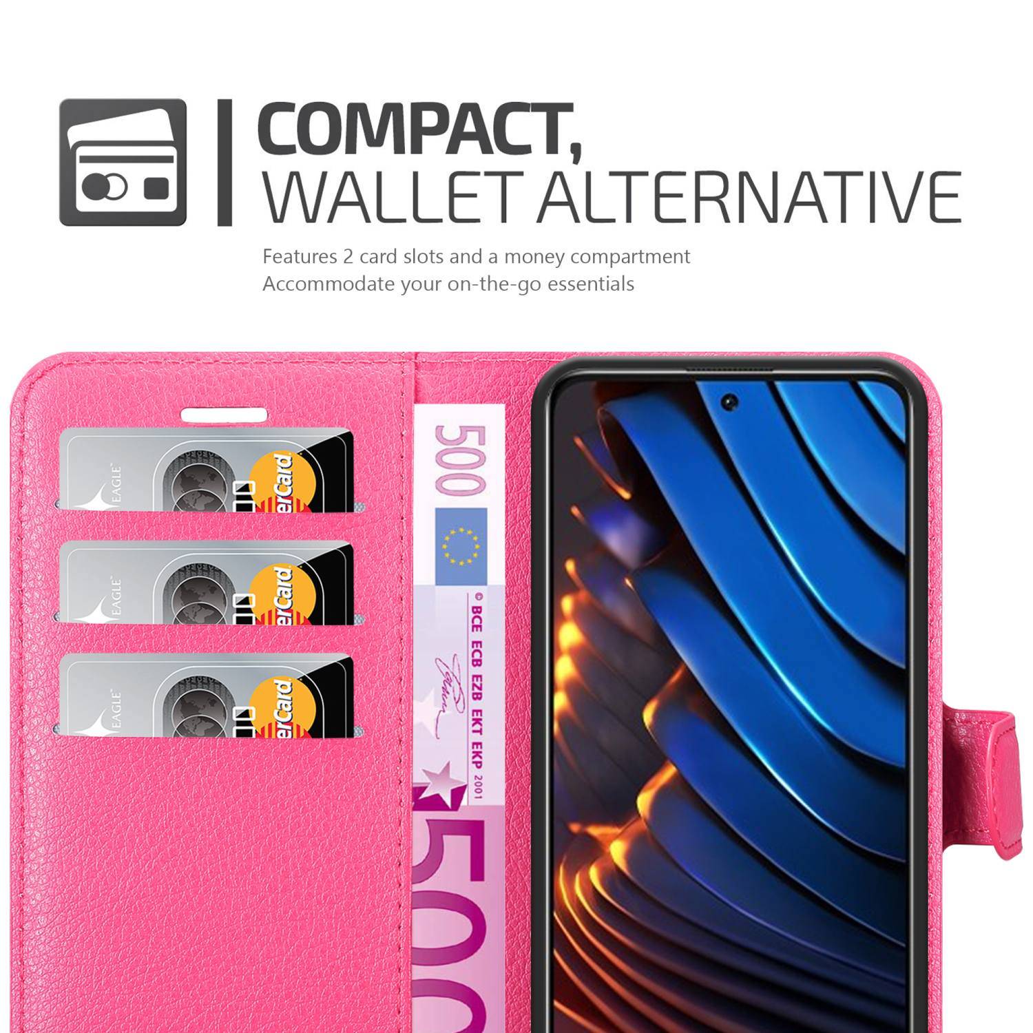 Cadorabo Hülle für Xiaomi POCO X3 GT Schutz Hülle in Pink Handyhülle Etui Case Cover Magnetverschluss