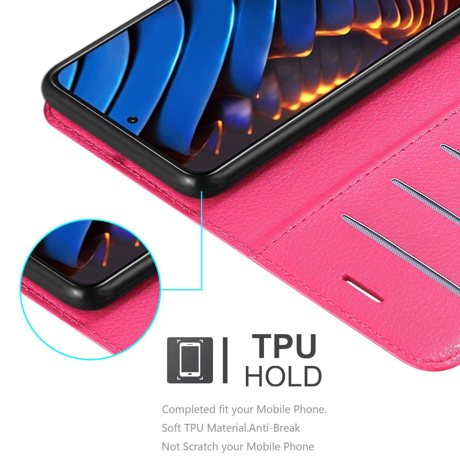 Cadorabo Hülle für Xiaomi POCO X3 GT Schutz Hülle in Pink Handyhülle Etui Case Cover Magnetverschluss