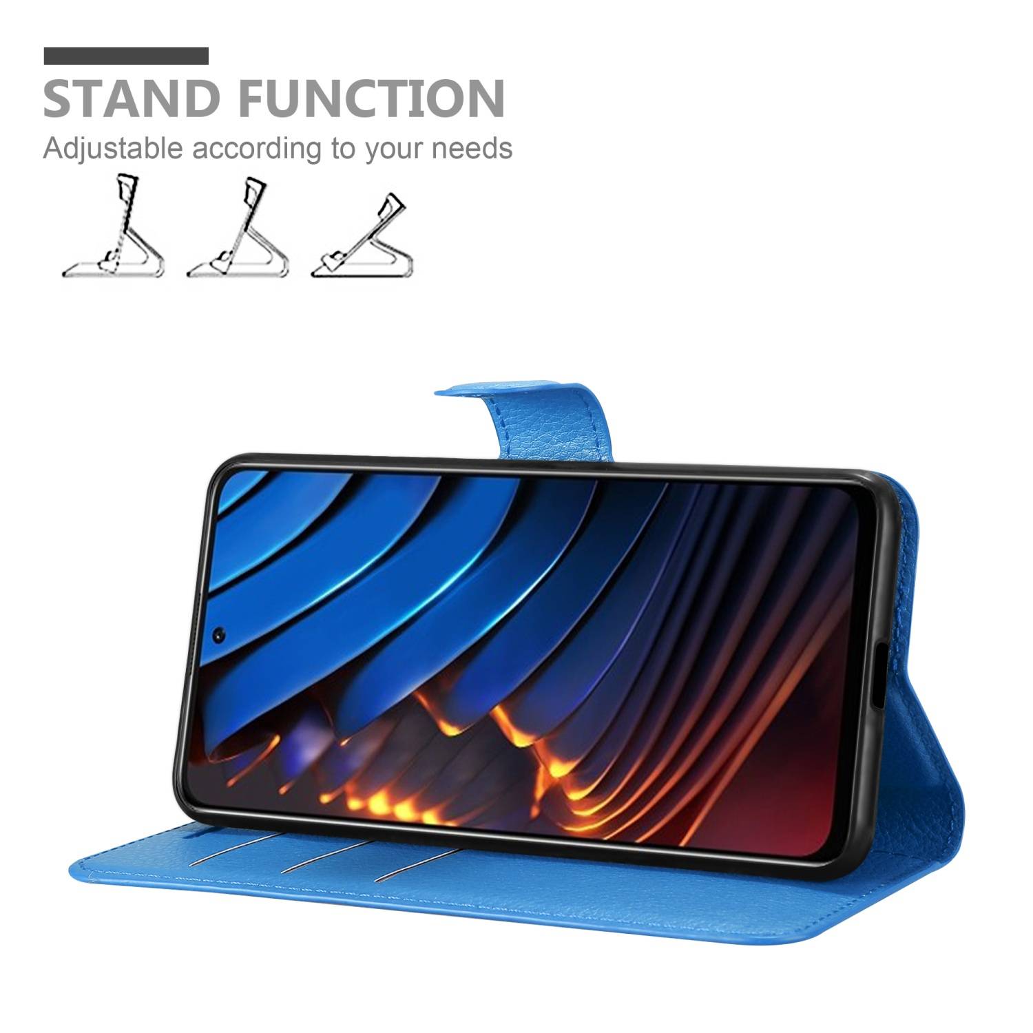 Cadorabo Hülle für Xiaomi POCO X3 GT Schutz Hülle in Blau Handyhülle Etui Case Cover Magnetverschluss