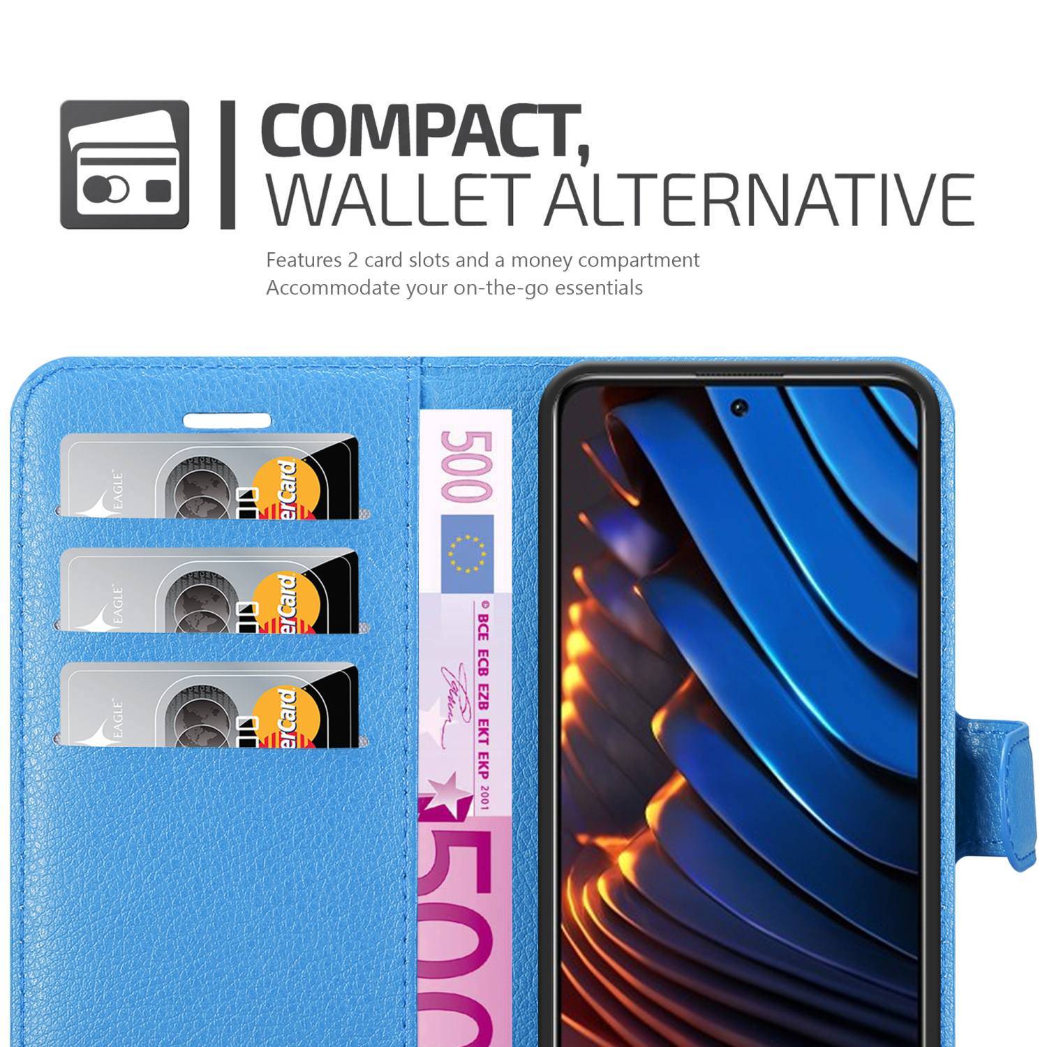 Cadorabo Hülle für Xiaomi POCO X3 GT Schutz Hülle in Blau Handyhülle Etui Case Cover Magnetverschluss