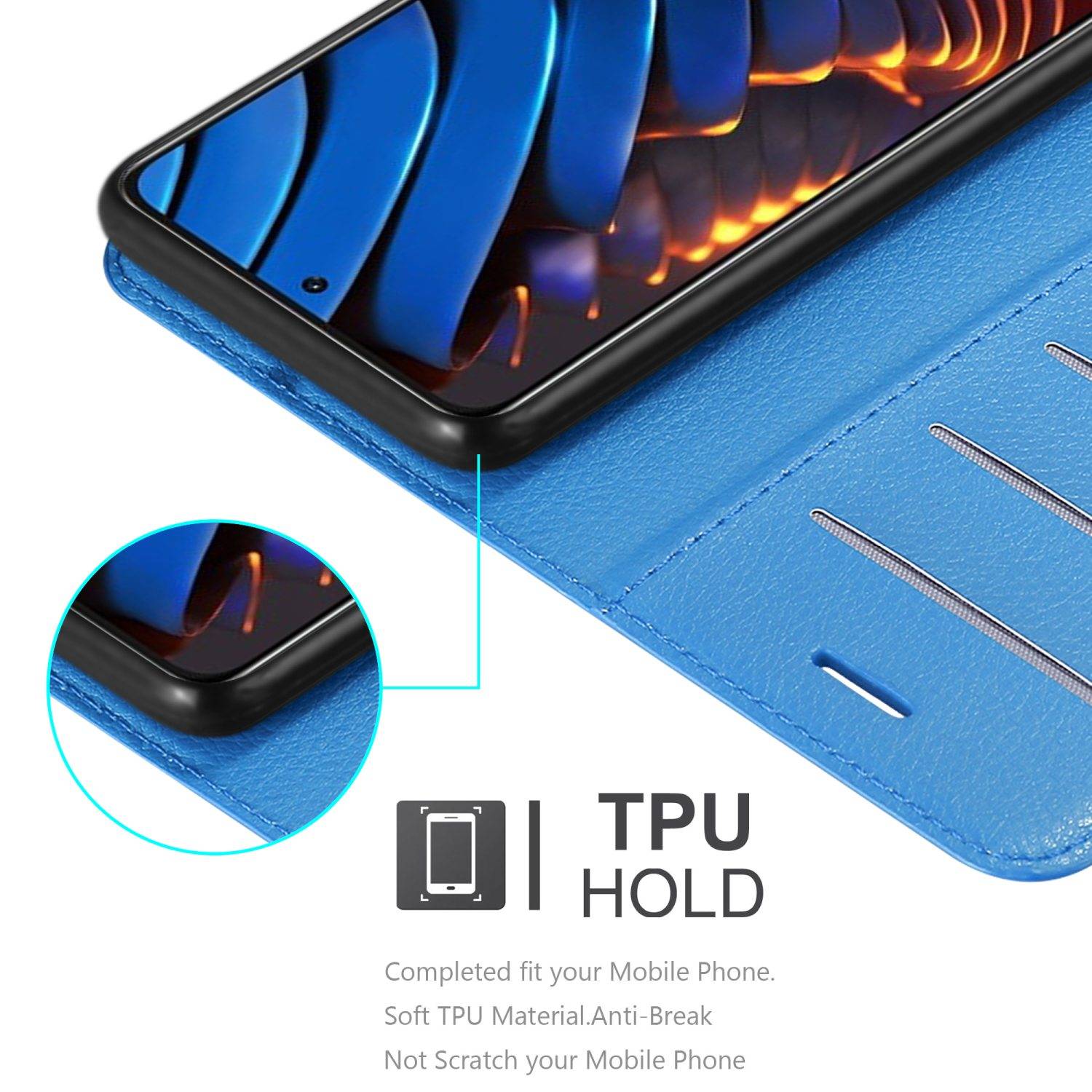 Cadorabo Hülle für Xiaomi POCO X3 GT Schutz Hülle in Blau Handyhülle Etui Case Cover Magnetverschluss
