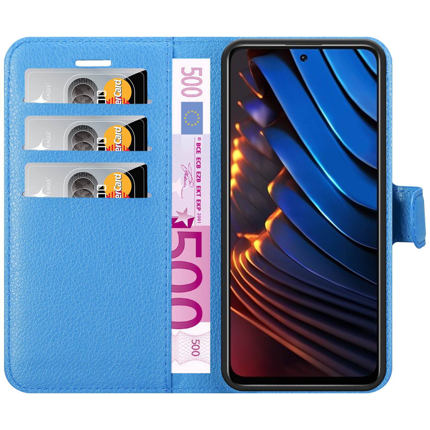 Cadorabo Hülle für Xiaomi POCO X3 GT Schutz Hülle in Blau Handyhülle Etui Case Cover Magnetverschluss
