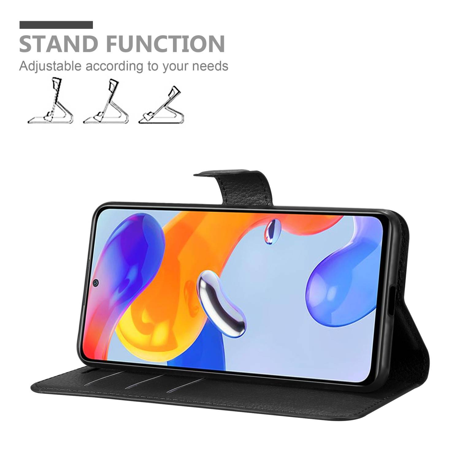 Cadorabo Hülle für Xiaomi RedMi NOTE 11 PRO 4G / 5G Schutz Hülle in Schwarz Handyhülle Etui Case Cover Magnetverschluss