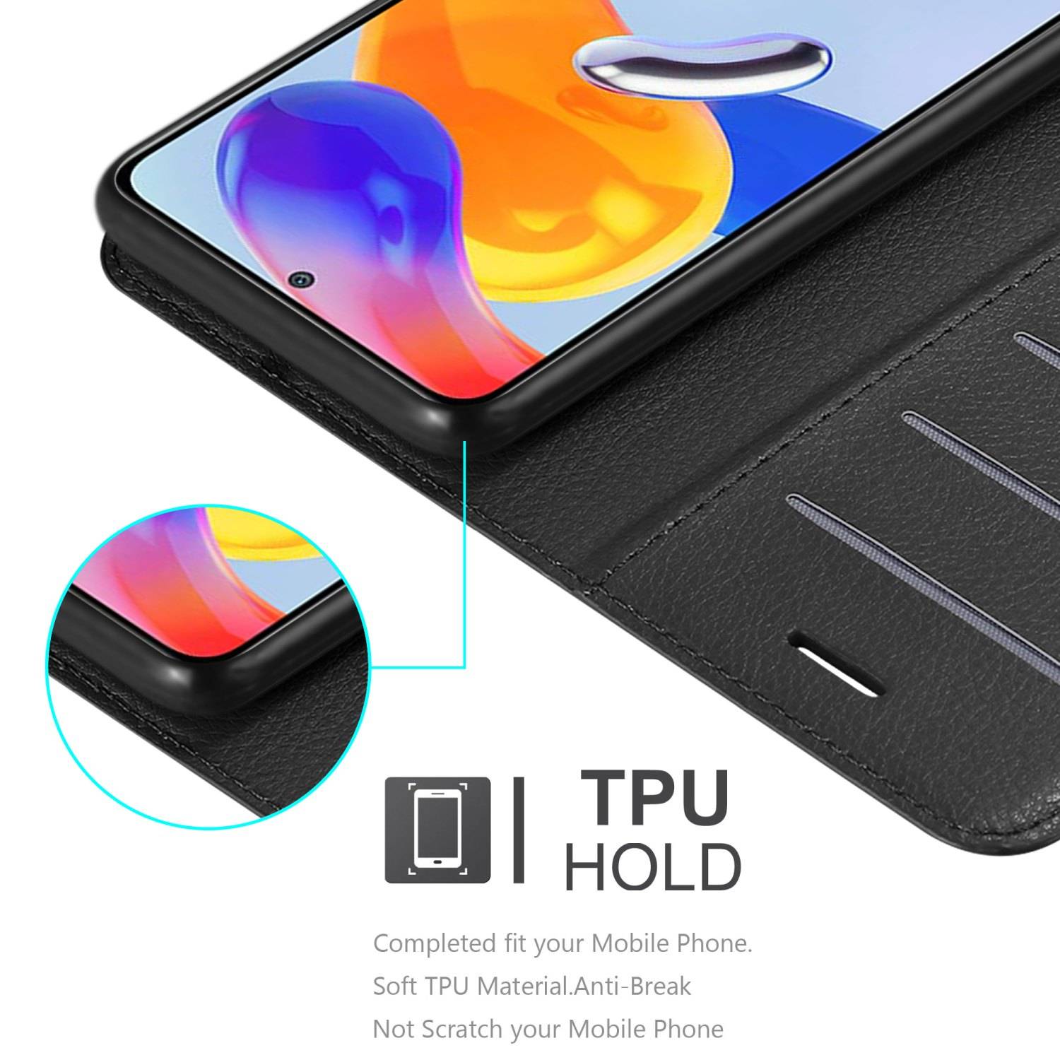 Cadorabo Hülle für Xiaomi RedMi NOTE 11 PRO 4G / 5G Schutz Hülle in Schwarz Handyhülle Etui Case Cover Magnetverschluss