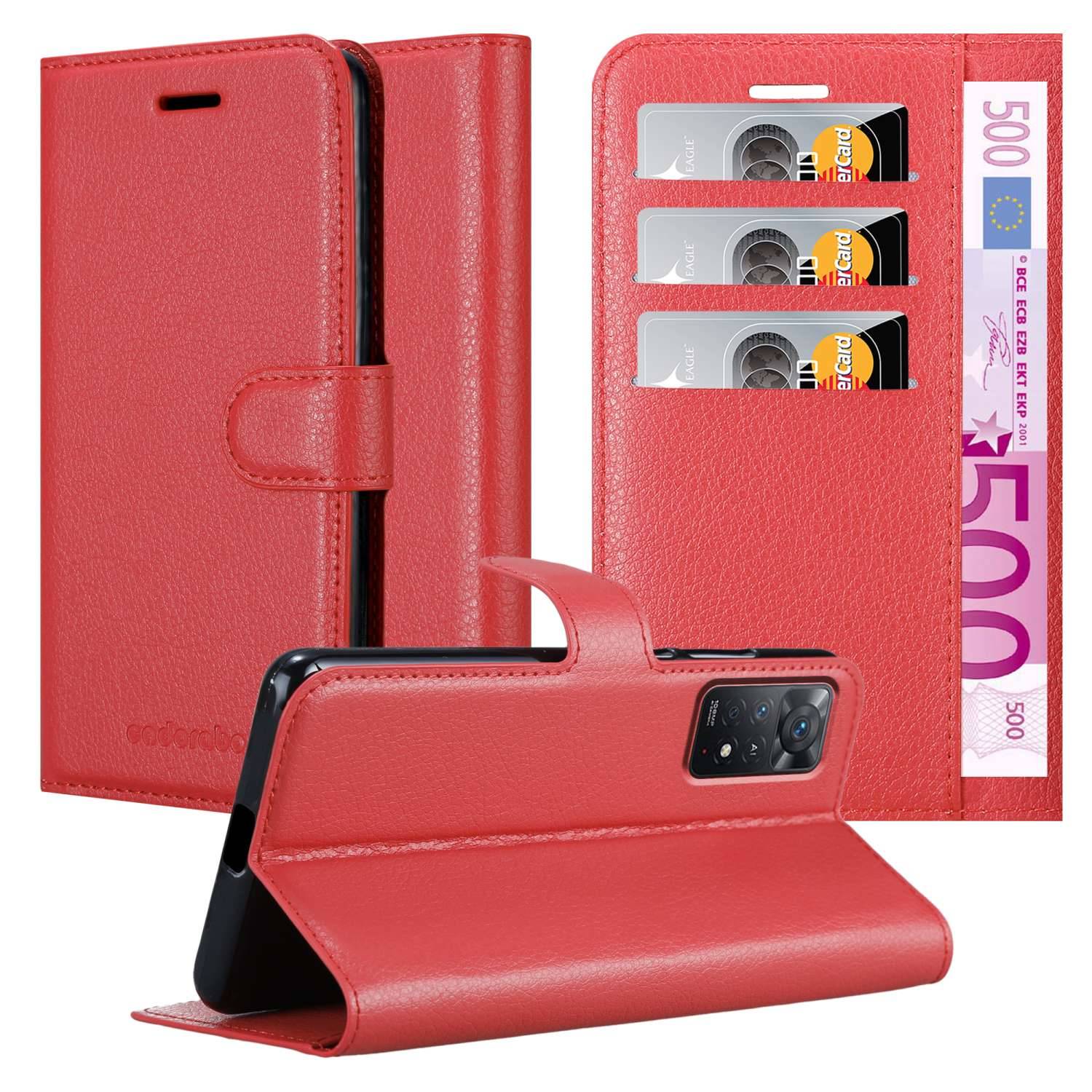 Cadorabo Hülle für Xiaomi RedMi NOTE 11 PRO 4G / 5G Schutz Hülle in Rot Handyhülle Etui Case Cover Magnetverschluss