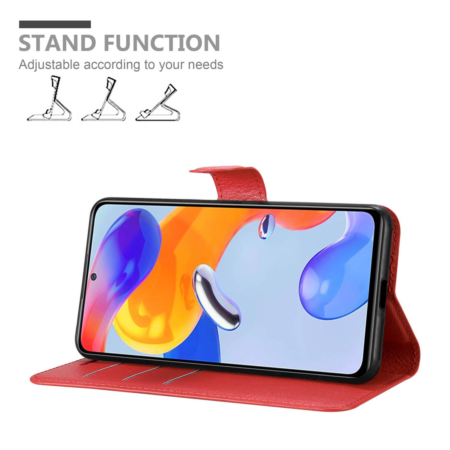 Cadorabo Hülle für Xiaomi RedMi NOTE 11 PRO 4G / 5G Schutz Hülle in Rot Handyhülle Etui Case Cover Magnetverschluss