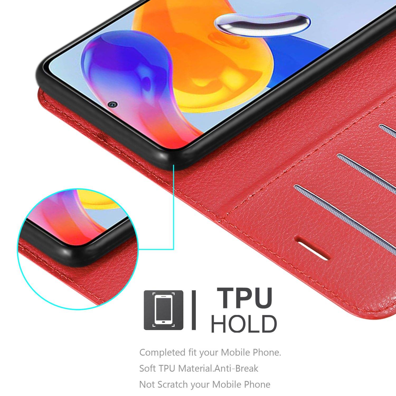 Cadorabo Hülle für Xiaomi RedMi NOTE 11 PRO 4G / 5G Schutz Hülle in Rot Handyhülle Etui Case Cover Magnetverschluss