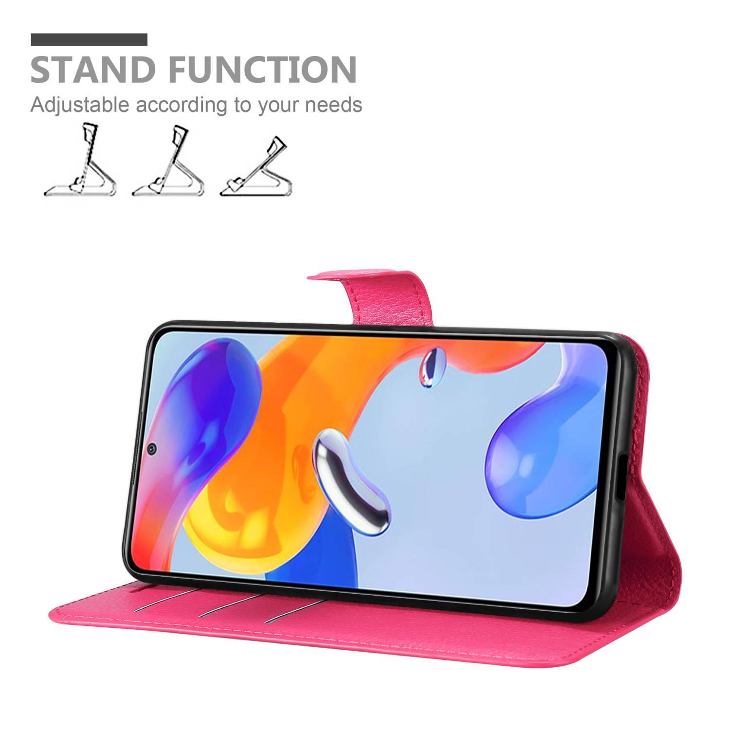 Cadorabo Hülle für Xiaomi RedMi NOTE 11 PRO 4G / 5G Schutz Hülle in Pink Handyhülle Etui Case Cover Magnetverschluss