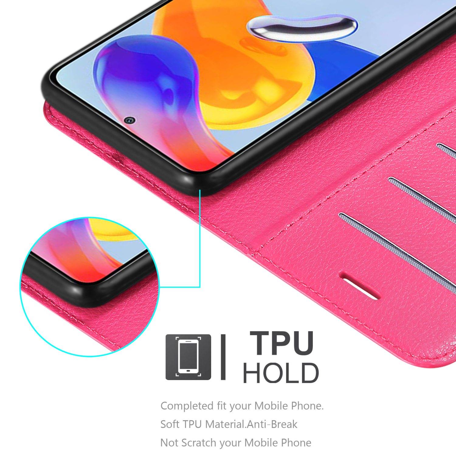 Cadorabo Hülle für Xiaomi RedMi NOTE 11 PRO 4G / 5G Schutz Hülle in Pink Handyhülle Etui Case Cover Magnetverschluss