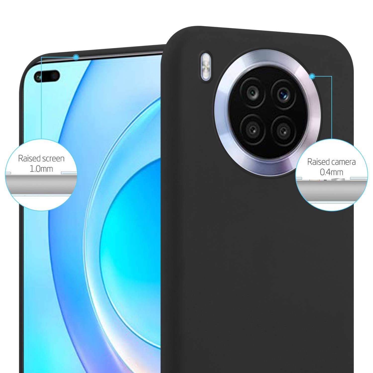 Cadorabo Hülle für Honor 50 LITE Schutzhülle in Schwarz Handyhülle TPU Silikon Etui Case Cover