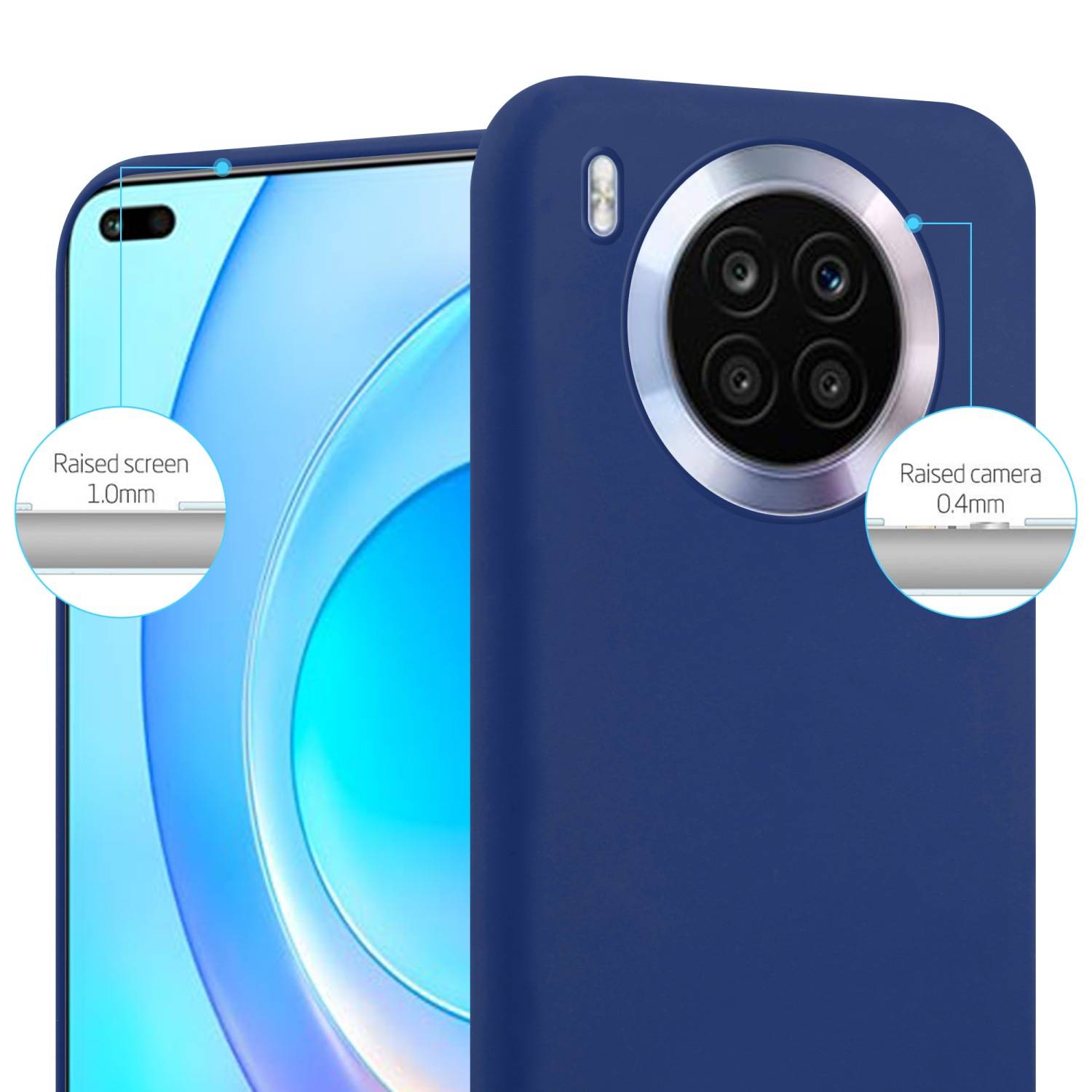 Cadorabo Hülle für Honor 50 LITE Schutzhülle in Blau Handyhülle TPU Silikon Etui Case Cover