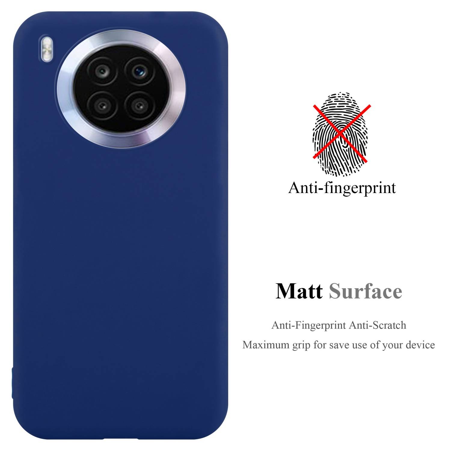 Cadorabo Hülle für Honor 50 LITE Schutzhülle in Blau Handyhülle TPU Silikon Etui Case Cover