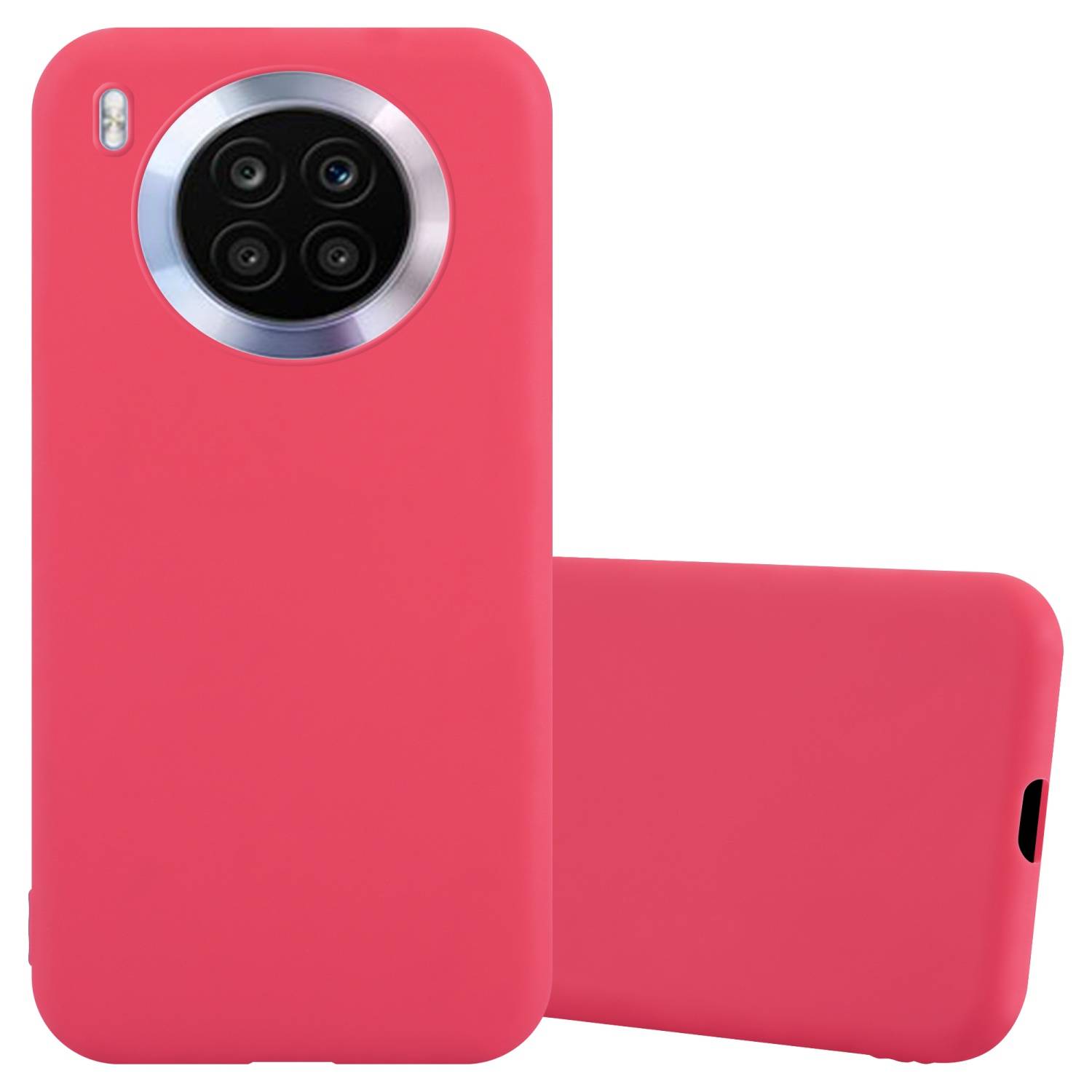 Cadorabo Hülle für Honor 50 LITE Schutzhülle in Rot Handyhülle TPU Silikon Etui Case Cover