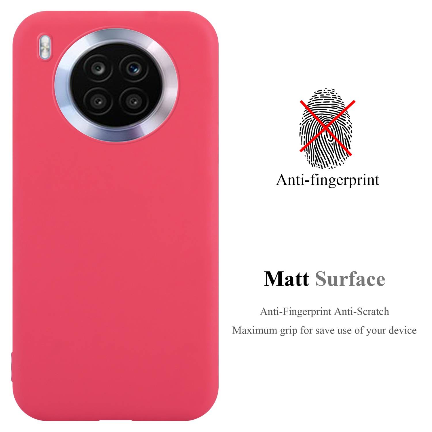 Cadorabo Hülle für Honor 50 LITE Schutzhülle in Rot Handyhülle TPU Silikon Etui Case Cover