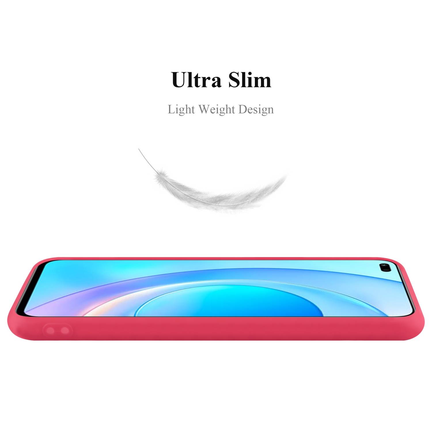 Cadorabo Hülle für Honor 50 LITE Schutzhülle in Rot Handyhülle TPU Silikon Etui Case Cover