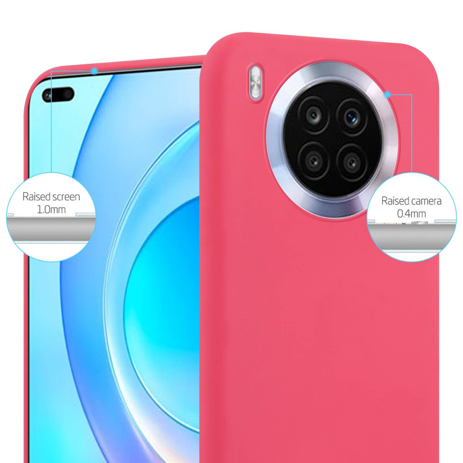 Cadorabo Hülle für Honor 50 LITE Schutzhülle in Rot Handyhülle TPU Silikon Etui Case Cover