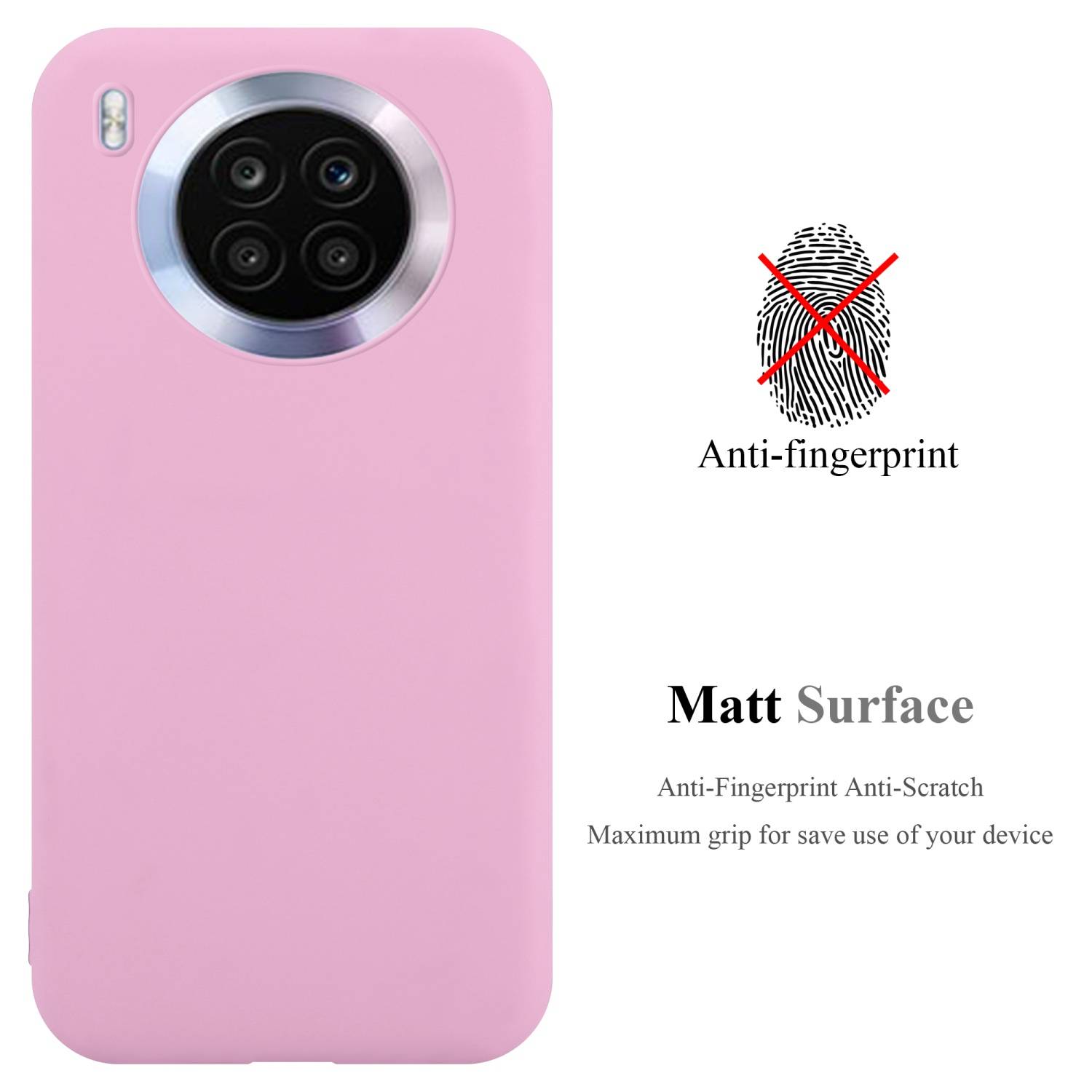 Cadorabo Hülle für Honor 50 LITE Schutzhülle in Rosa Handyhülle TPU Silikon Etui Case Cover