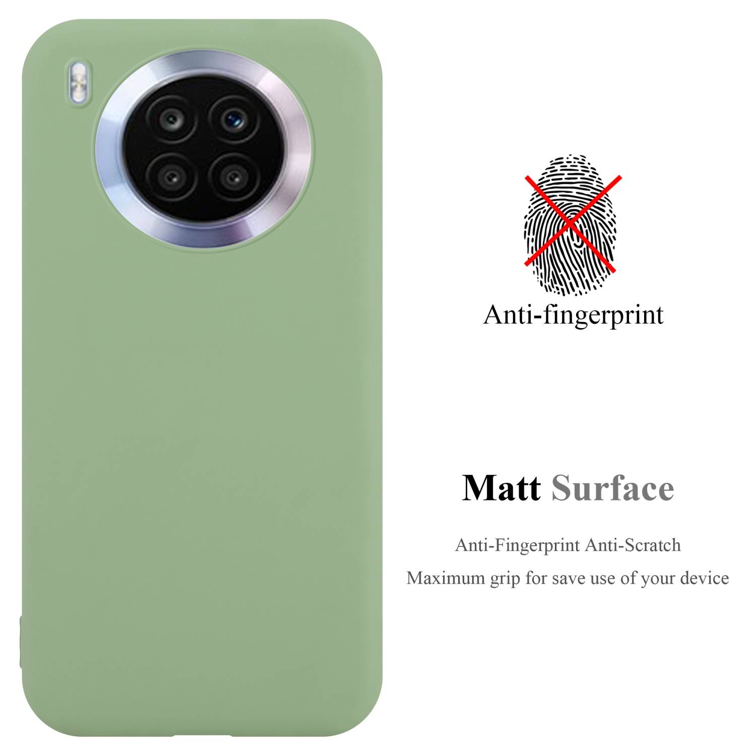 Cadorabo Hülle für Honor 50 LITE Schutzhülle in Grün Handyhülle TPU Silikon Etui Case Cover