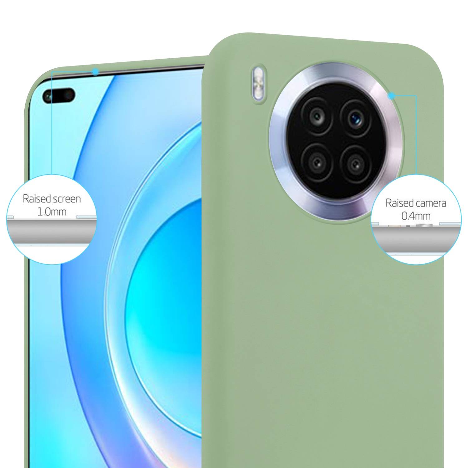 Cadorabo Hülle für Honor 50 LITE Schutzhülle in Grün Handyhülle TPU Silikon Etui Case Cover