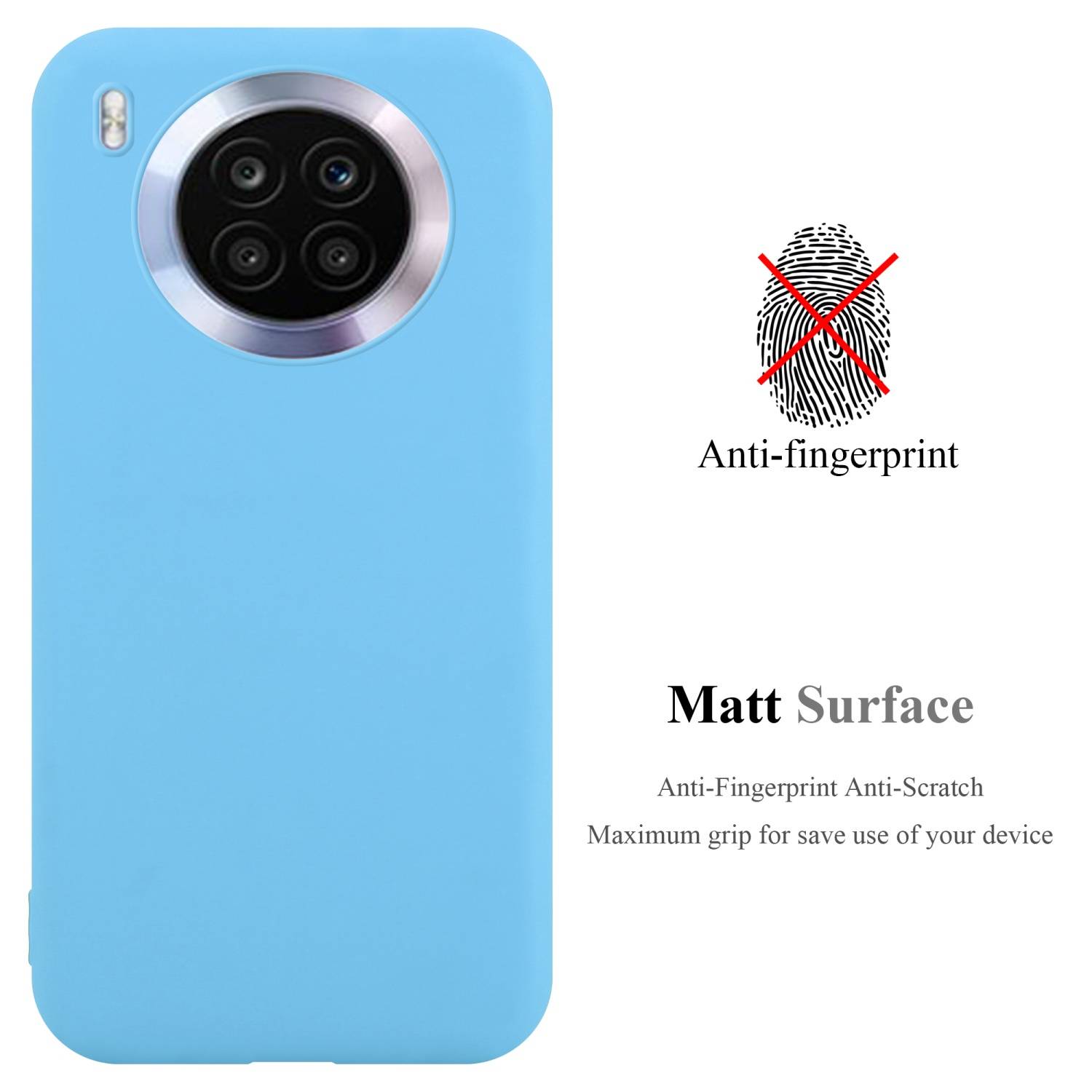 Cadorabo Hülle für Honor 50 LITE Schutzhülle in Blau Handyhülle TPU Silikon Etui Case Cover