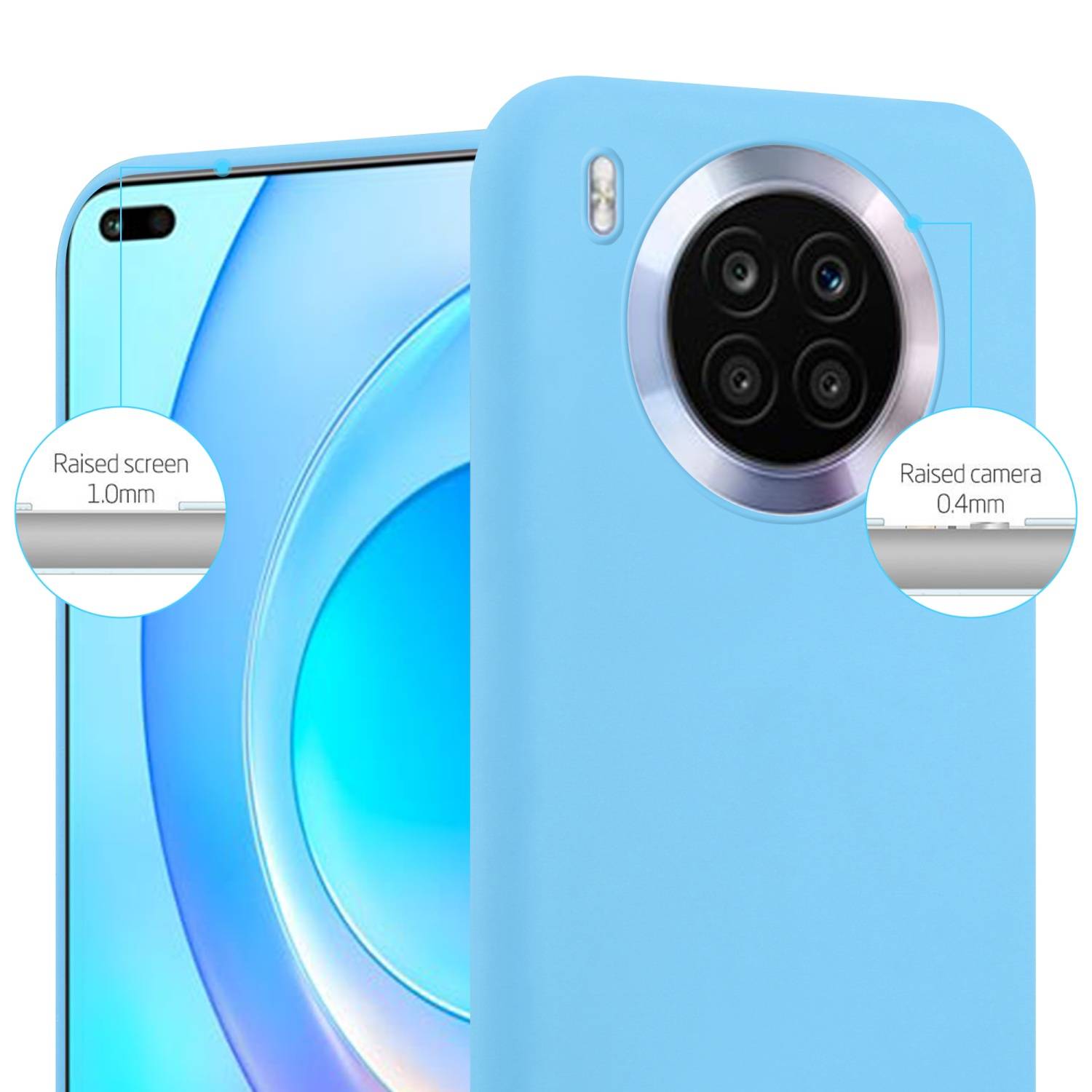 Cadorabo Hülle für Honor 50 LITE Schutzhülle in Blau Handyhülle TPU Silikon Etui Case Cover