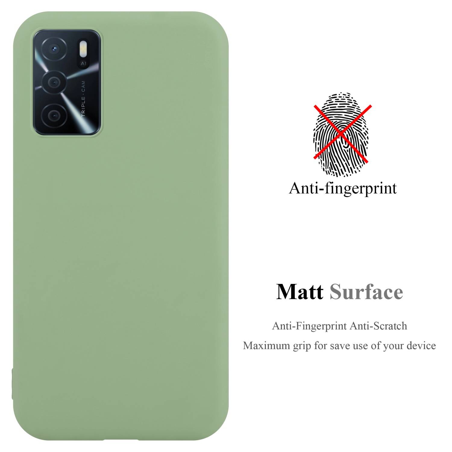 Cadorabo Hülle für Oppo A16s / A54s Schutzhülle in Grün Handyhülle TPU Silikon Etui Case Cover