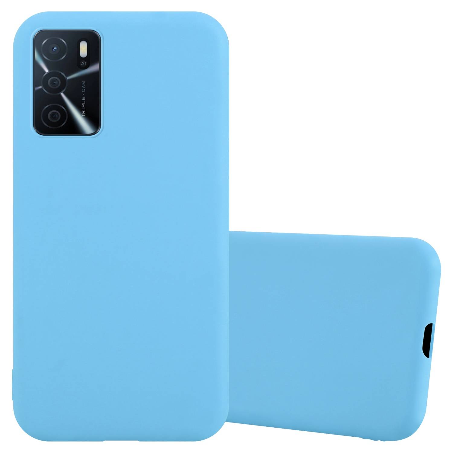 Cadorabo Hülle für Oppo A16s / A54s Schutzhülle in Blau Handyhülle TPU Silikon Etui Case Cover