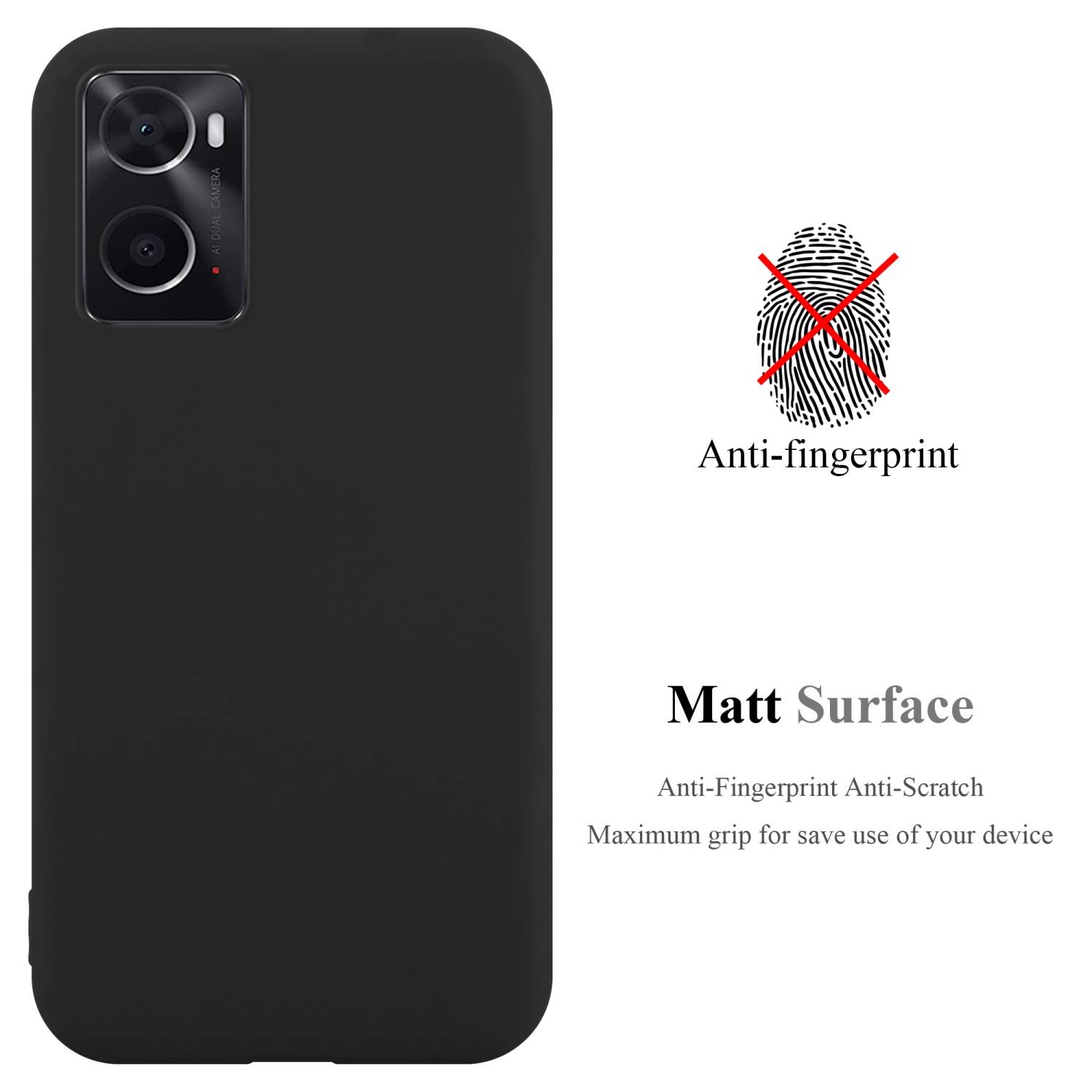 Cadorabo Hülle für Oppo A36 / A76 / A96 4G / K10 4G / Realme 9i Schutzhülle in Schwarz Handyhülle TPU Silikon Etui Case
