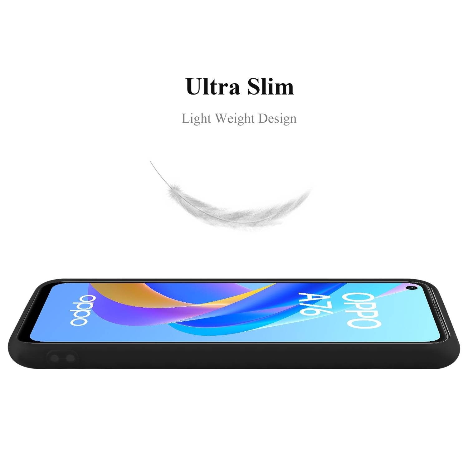 Cadorabo Hülle für Oppo A36 / A76 / A96 4G / K10 4G / Realme 9i Schutzhülle in Schwarz Handyhülle TPU Silikon Etui Case