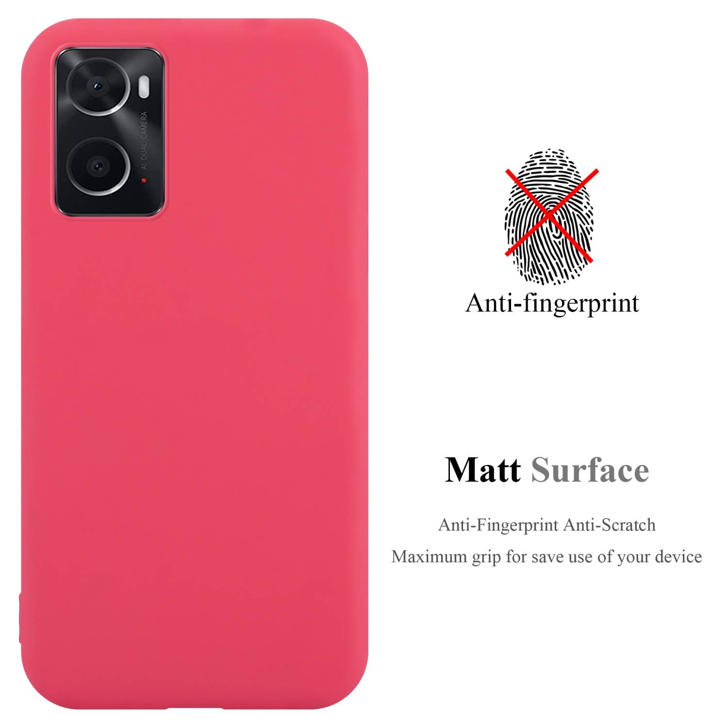 Cadorabo Hülle für Oppo A36 / A76 / A96 4G / K10 4G / Realme 9i Schutzhülle in Rot Handyhülle TPU Silikon Etui Case