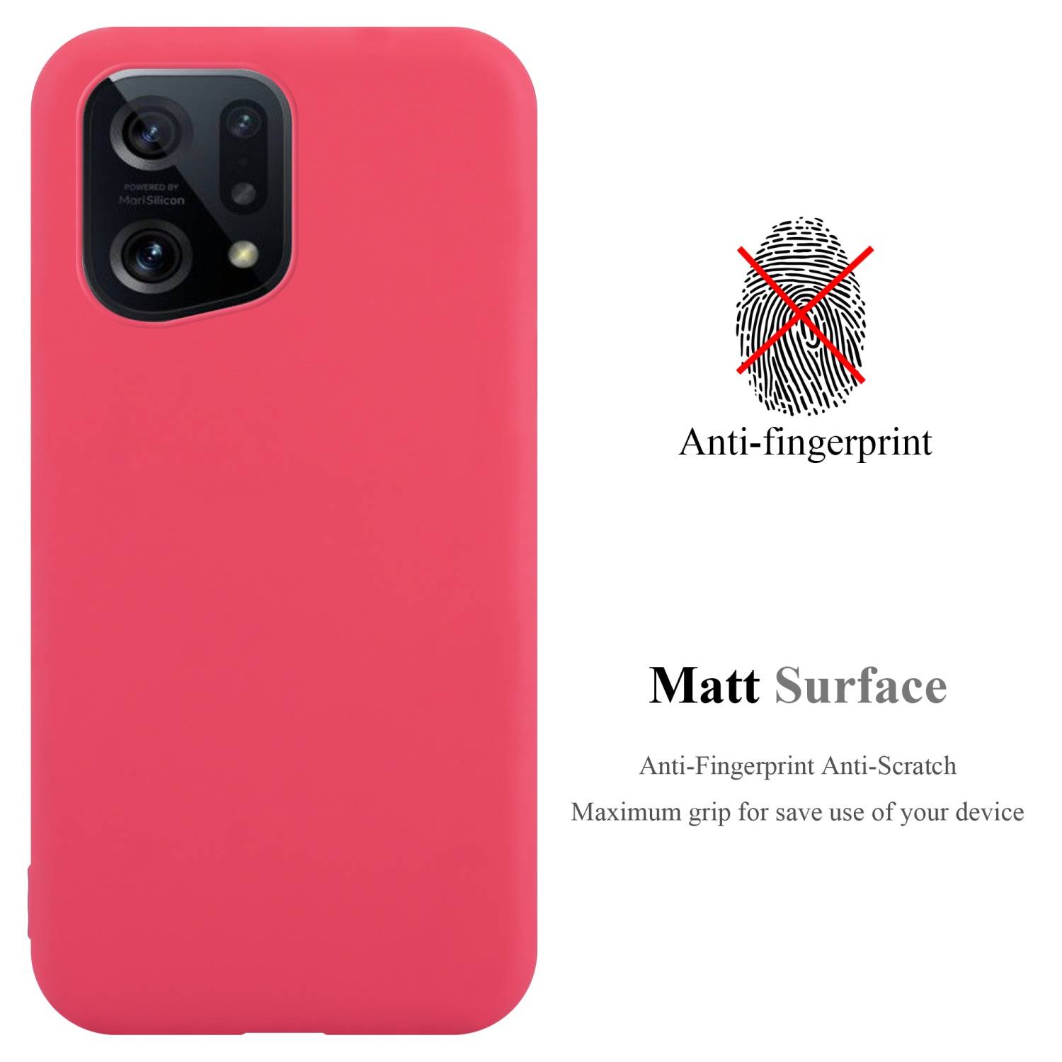 Cadorabo Hülle für Oppo FIND X5 Schutzhülle in Rot Handyhülle TPU Silikon Etui Case Cover