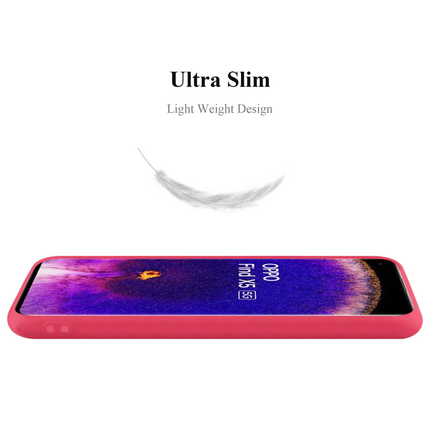 Cadorabo Hülle für Oppo FIND X5 Schutzhülle in Rot Handyhülle TPU Silikon Etui Case Cover