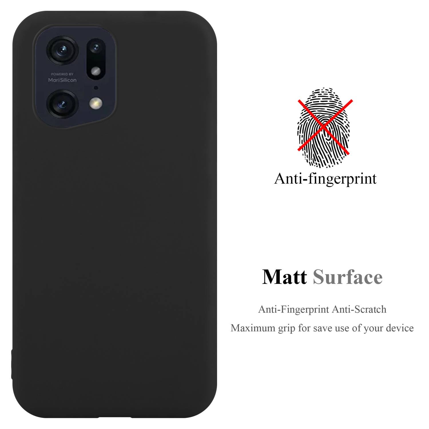 Cadorabo Hülle für Oppo FIND X5 PRO Schutzhülle in Schwarz Handyhülle TPU Silikon Etui Case Cover