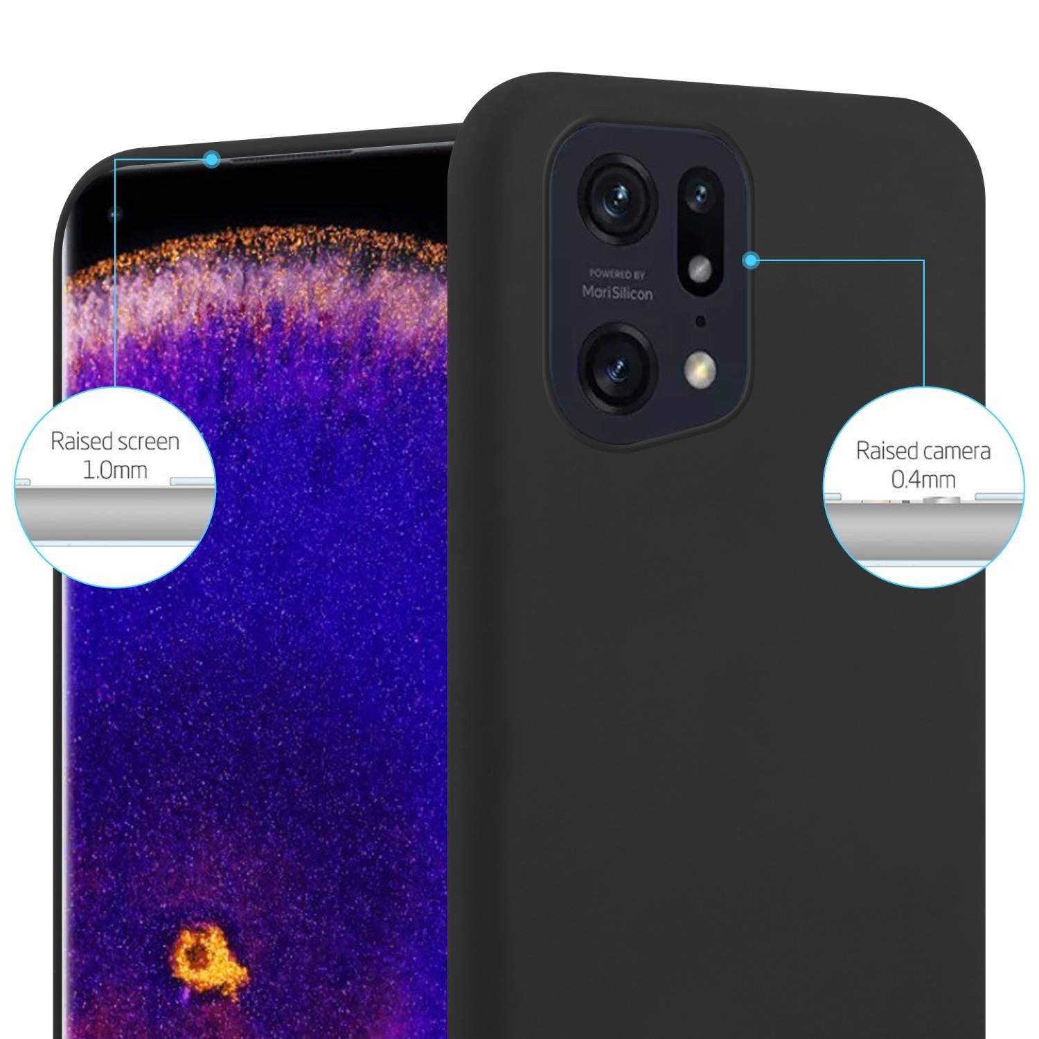 Cadorabo Hülle für Oppo FIND X5 PRO Schutzhülle in Schwarz Handyhülle TPU Silikon Etui Case Cover
