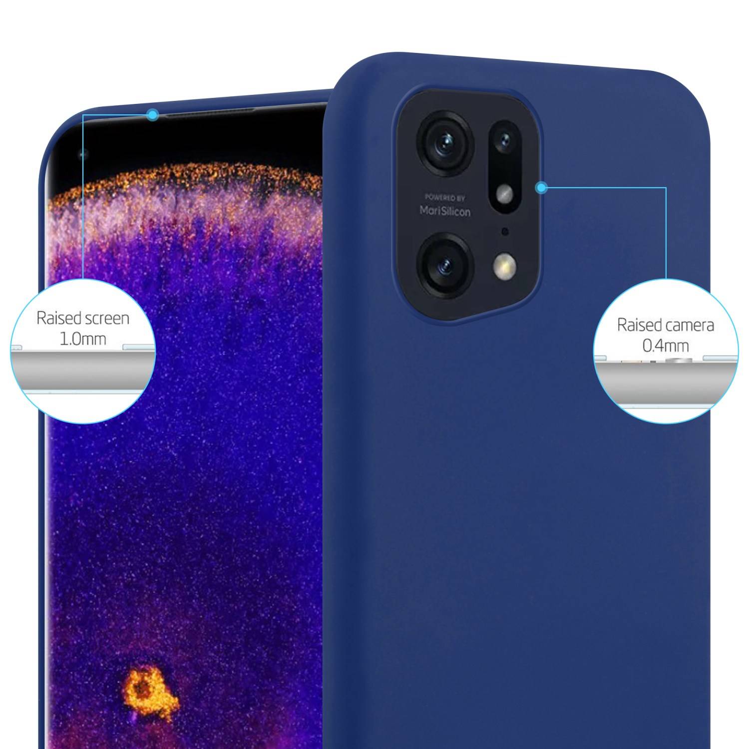 Cadorabo Hülle für Oppo FIND X5 PRO Schutzhülle in Blau Handyhülle TPU Silikon Etui Case Cover