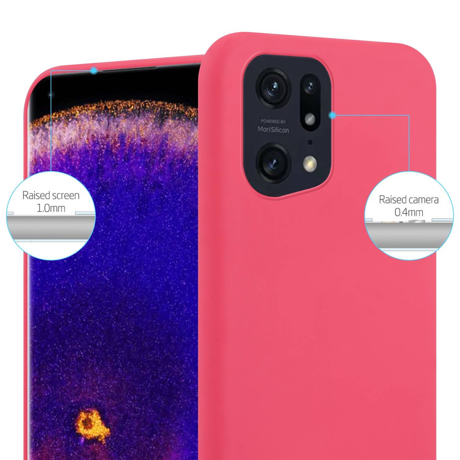 Cadorabo Hülle für Oppo FIND X5 PRO Schutzhülle in Rot Handyhülle TPU Silikon Etui Case Cover
