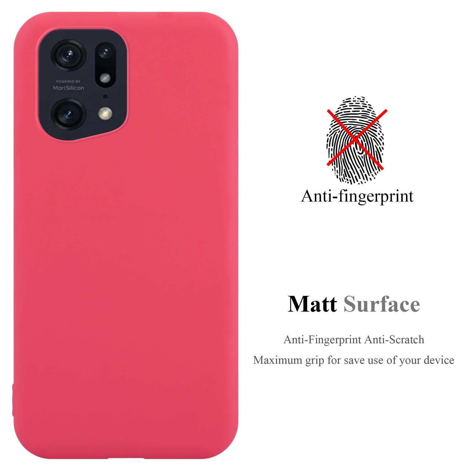 Cadorabo Hülle für Oppo FIND X5 PRO Schutzhülle in Rot Handyhülle TPU Silikon Etui Case Cover