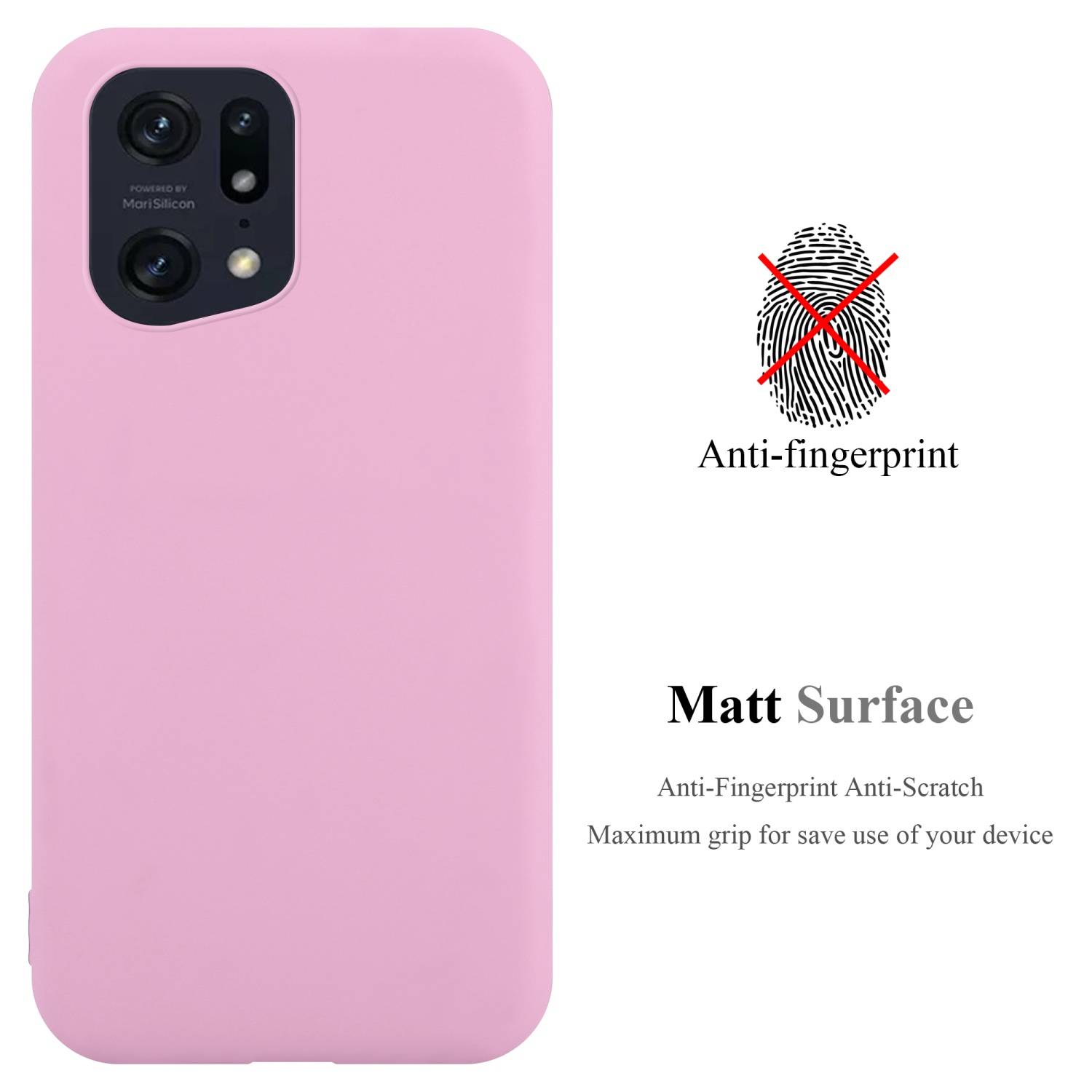 Cadorabo Hülle für Oppo FIND X5 PRO Schutzhülle in Rosa Handyhülle TPU Silikon Etui Case Cover