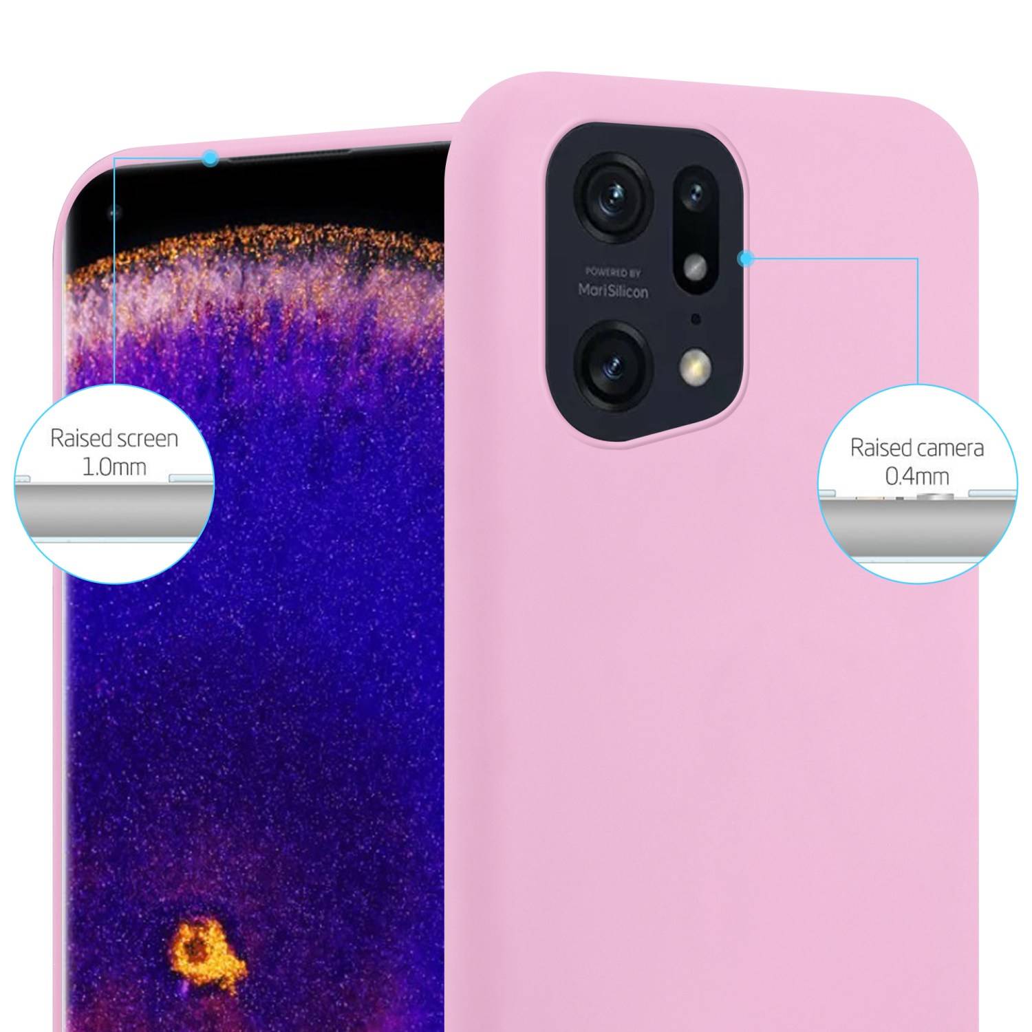 Cadorabo Hülle für Oppo FIND X5 PRO Schutzhülle in Rosa Handyhülle TPU Silikon Etui Case Cover